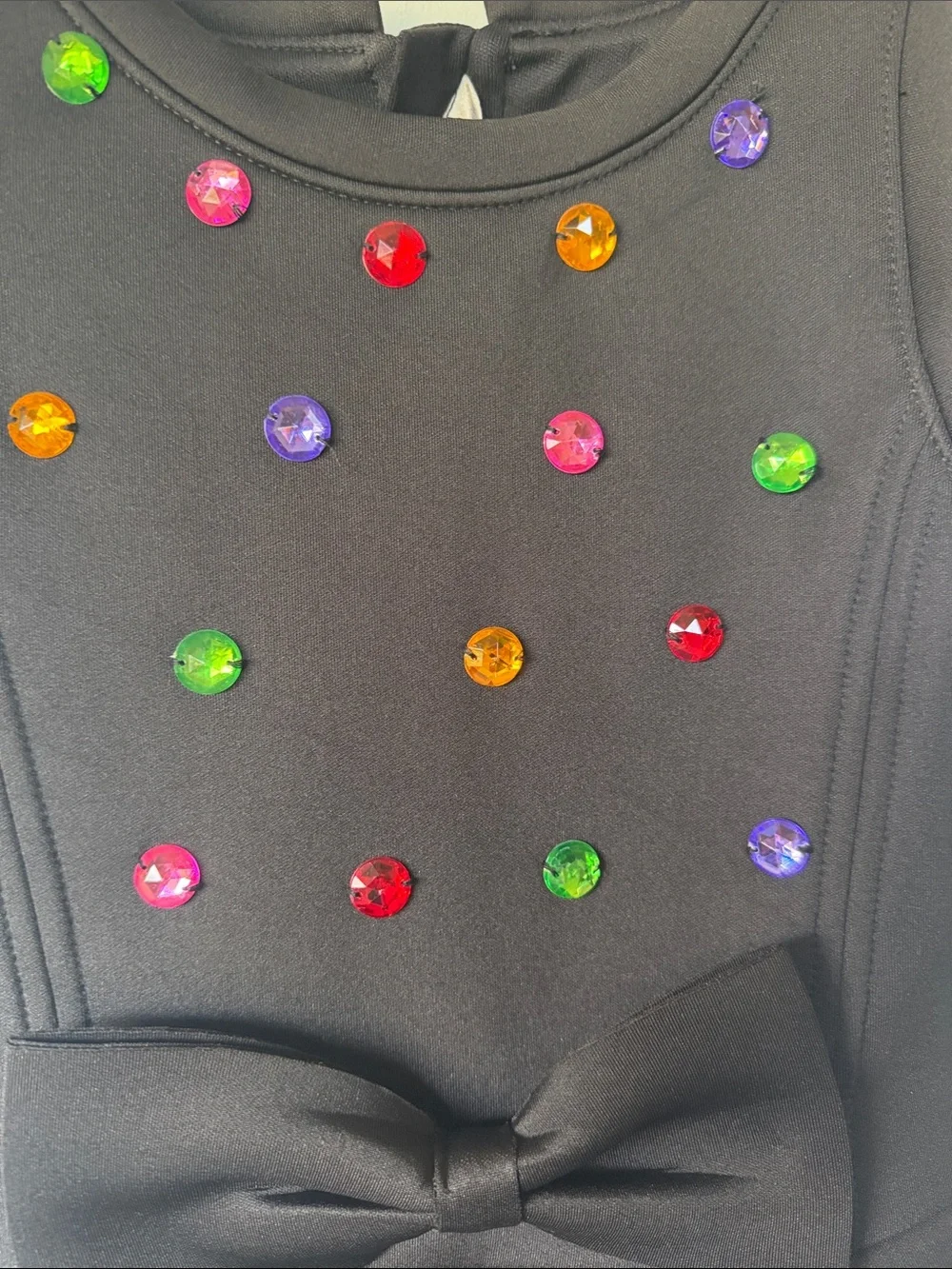 deux par deux Black Sleeveless Party Dress with Multicolored Gem Accents